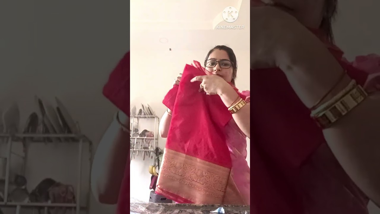 organza saree unboxing and review //Flipkart meesho red organza saree ,//best quality organza saree/
