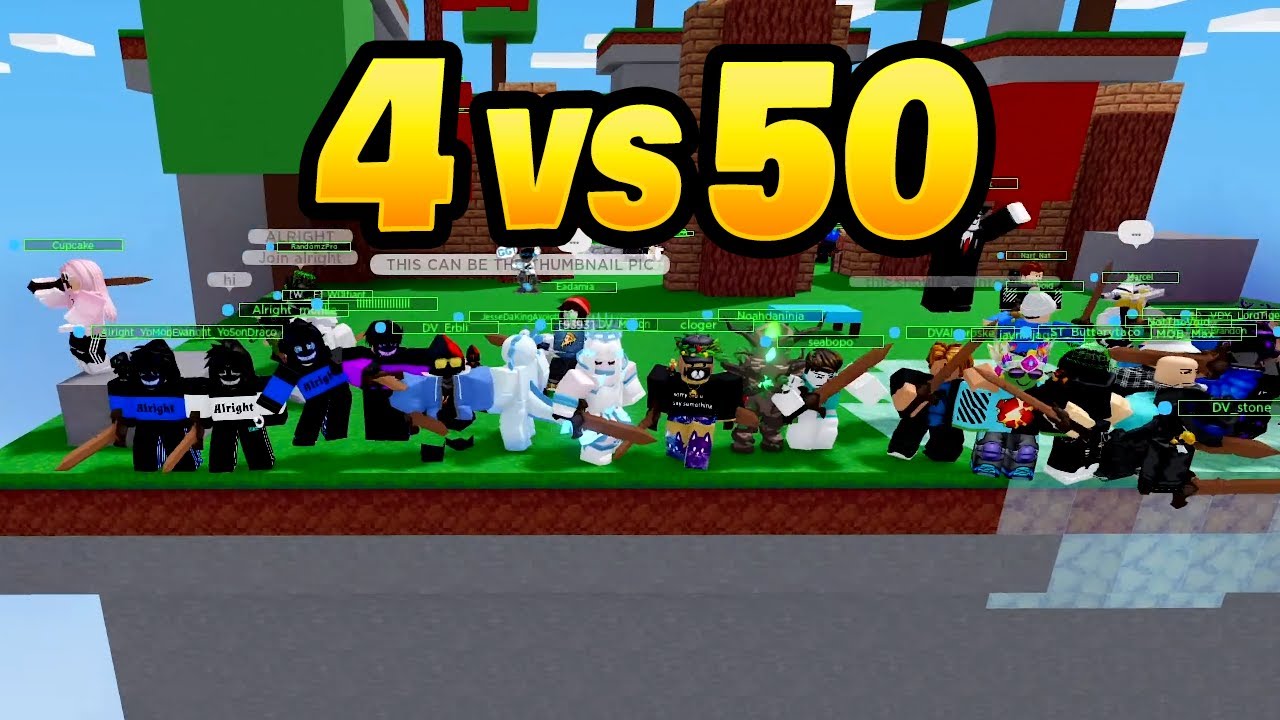 4 против 50 в Roblox BedWars