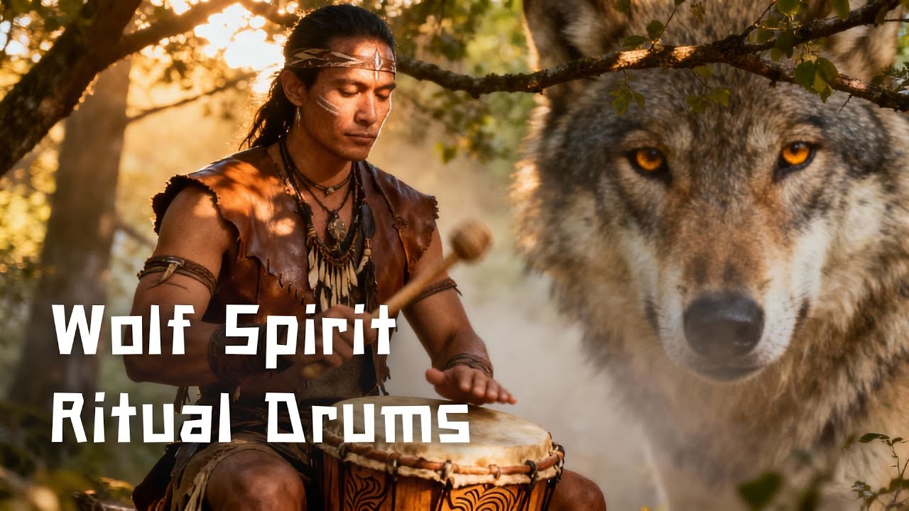 Wolf Spirit Ritual Drums 🪶 Tribal Ceremony & Ancestral Power
