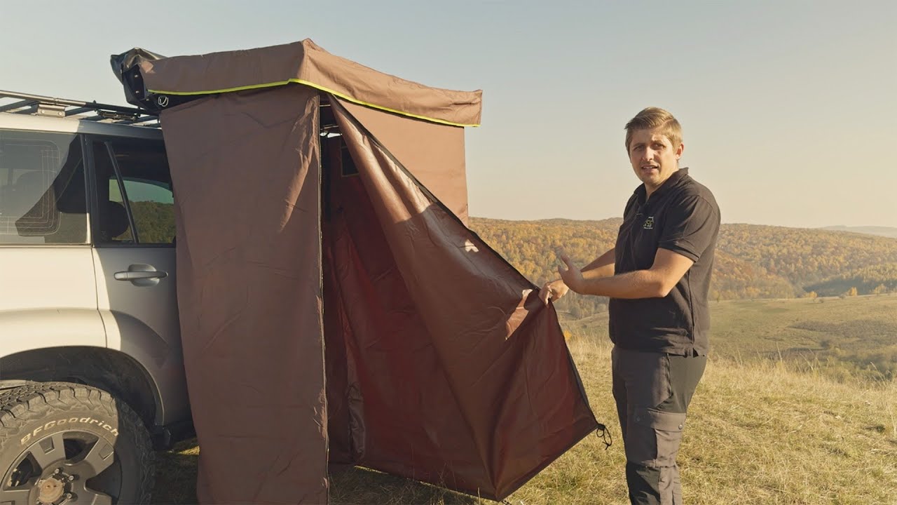 Quick Cover Shower & Privacy Awning - Complete Presentation + Opening / Closing (With Subtitles)