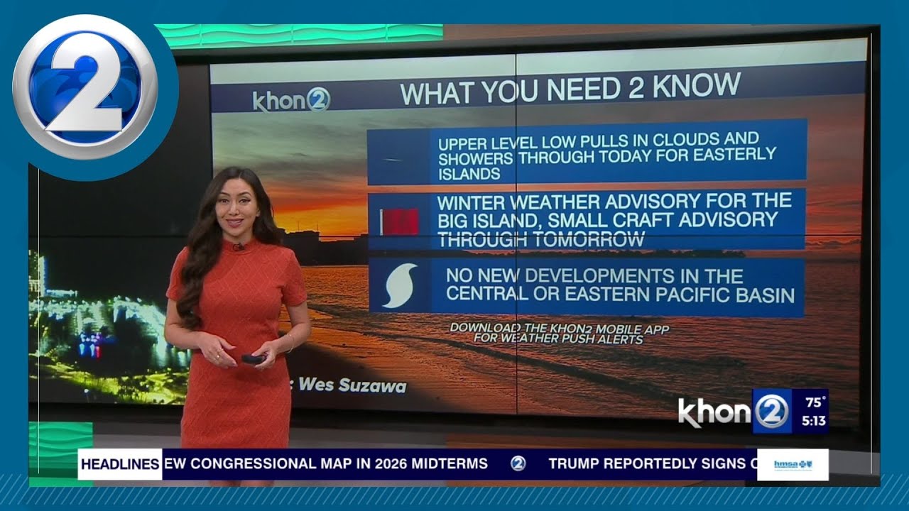 Wet Weather for the Big Island Today along with Statewide Breezy  Trades