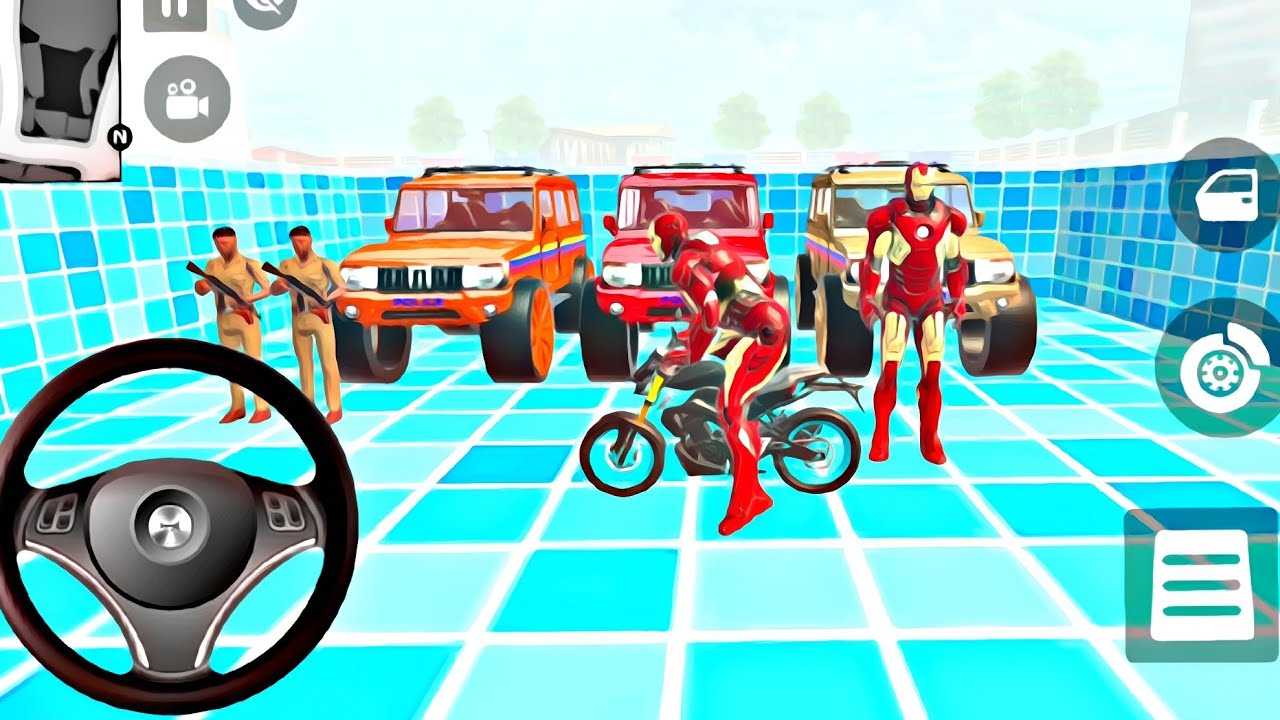 Car Bike Game: iron-man ordered an Indian Police Car and drives a new Indian Police SUV in the game