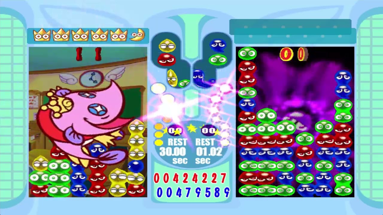 Puyo Puyo Fever - Fever Tennis between the Ocean Prince (Normal) and Carbuncle (Very Easy)