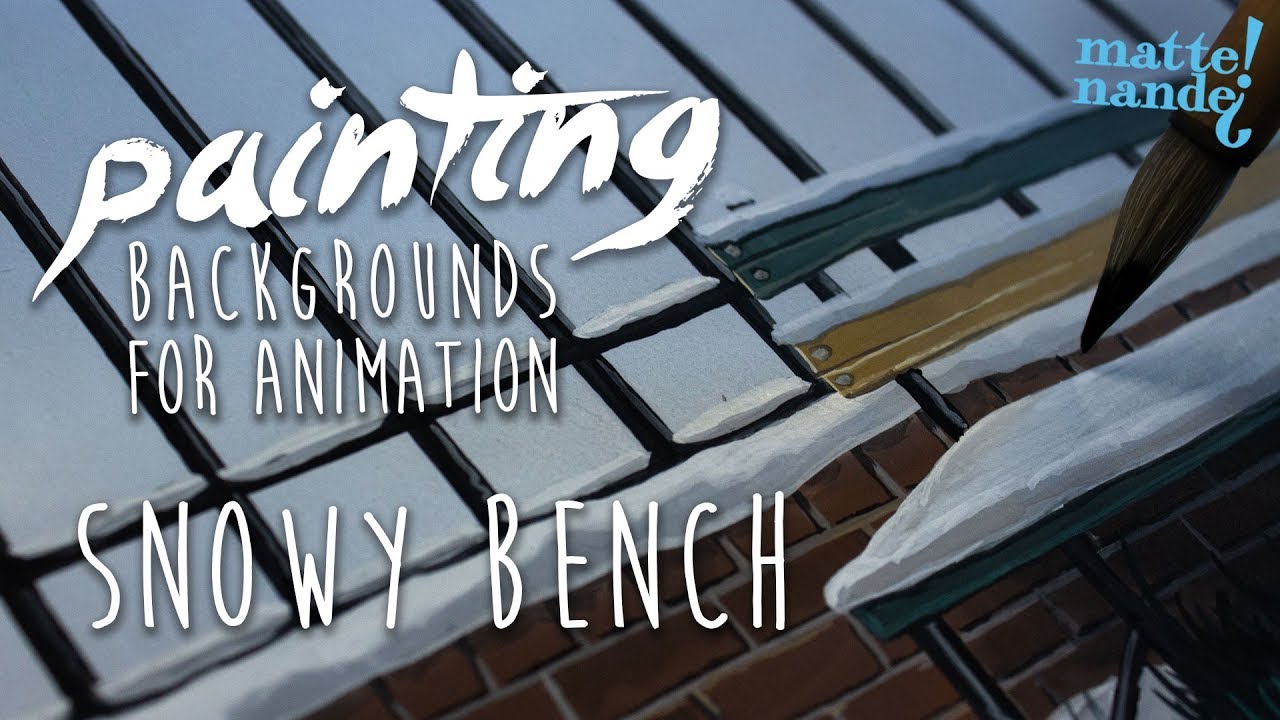 Snowy Bench | Painting Backgrounds for Animation | Nicker Poster Colour