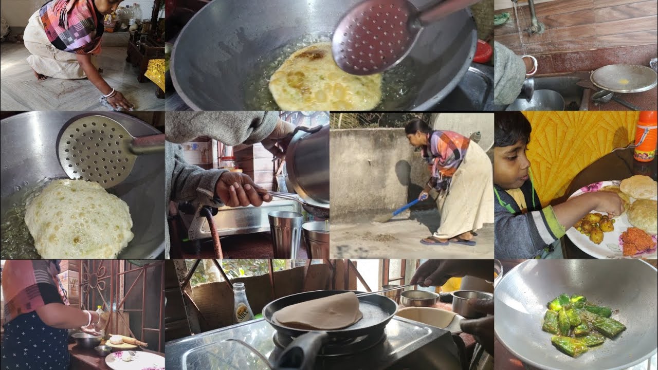 সকাল 🌄সকাল ঘুম 🛌থেকে উঠলে সমস্ত কাজ 🧹গুছিয়ে করা যায় 🥶শীত যাওয়ার আগে বানিয়ে ফেললাম কড়াইশুঁটির কচুরি🥯