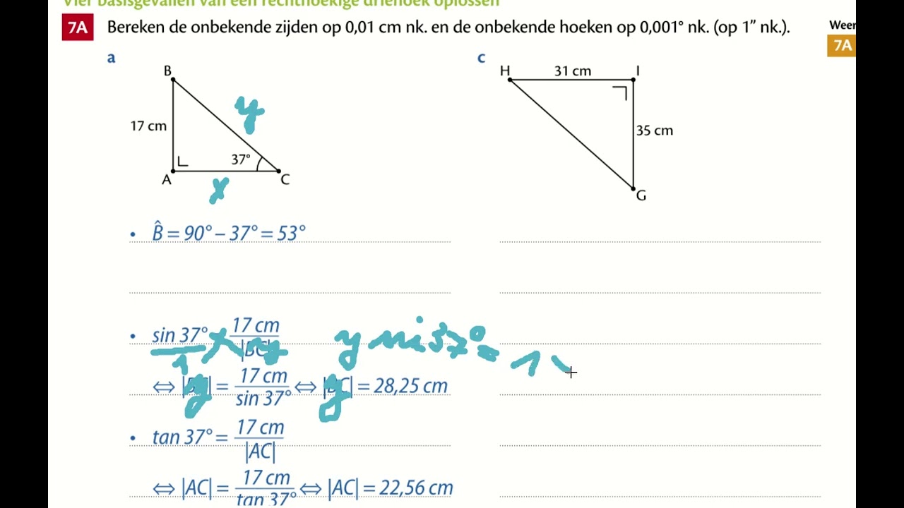 3MWW - Driehoeksmeetkunde - p.185 oefening 7A