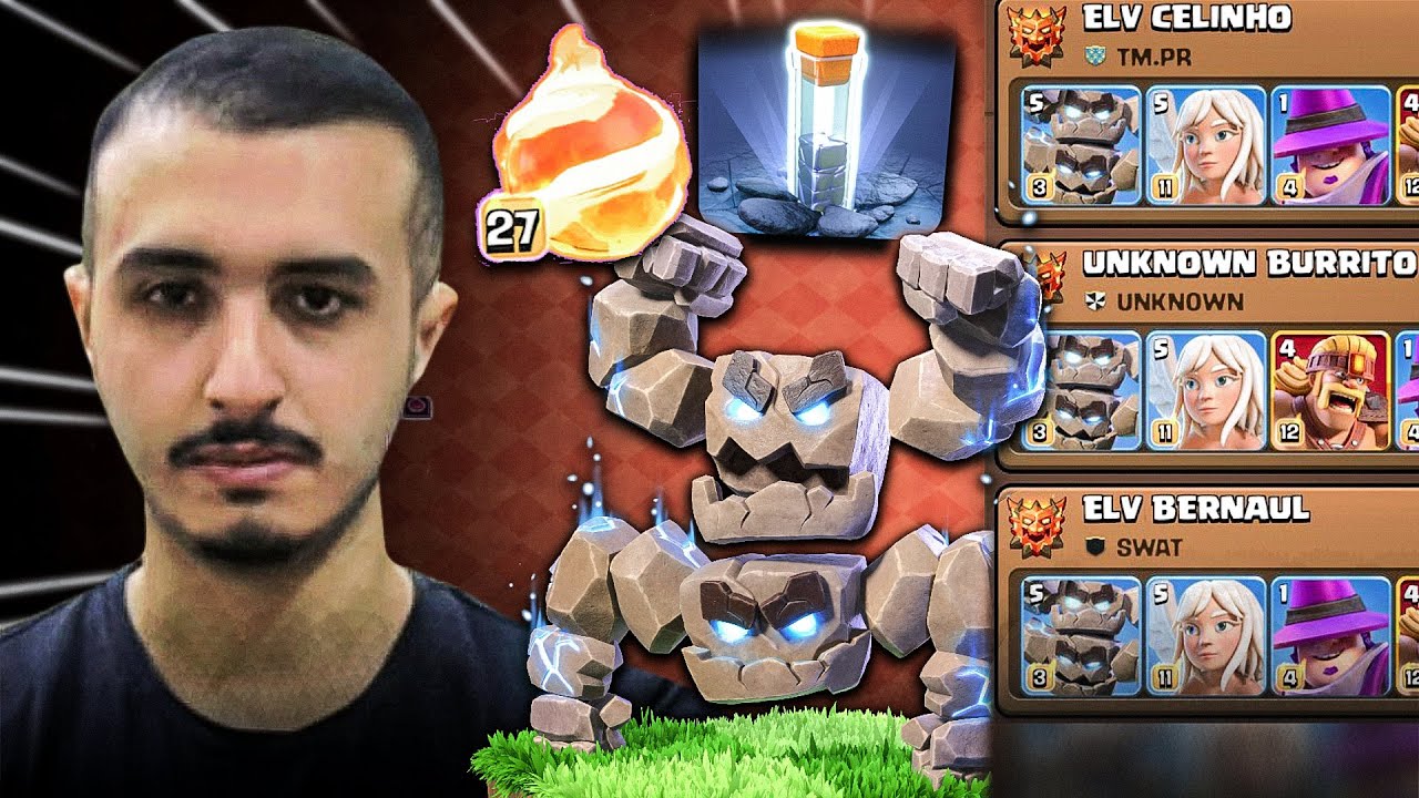 STRONGEST LEGEND LEAGUE ARMY FIREBALL METEOR GOLEM DOMINATION TOP 100 |  هجمات سيرش فايربول جولم 