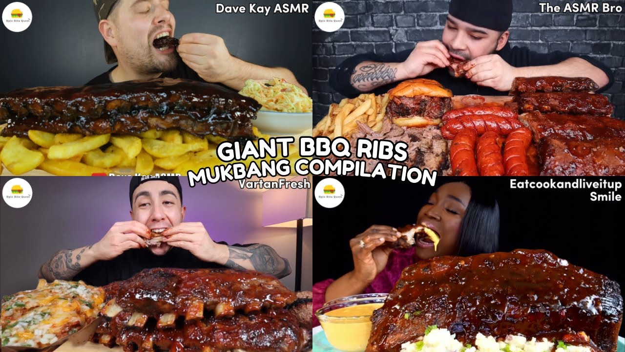 ASMR | GIANT BBQ RIBS MUKBANG COMPILATION |