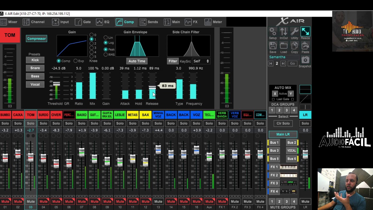 COMPRESSOR TOM DA BATERIA NA XR18