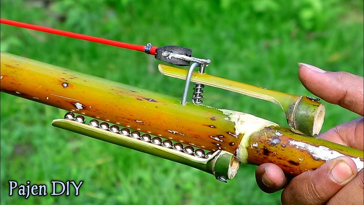 Bamboo Slingshot With Bullet Storage