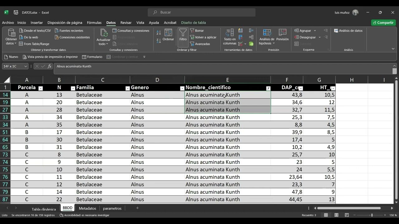 Aprende a calcular parámetros estructurales de la vegetación usando solo Excel.