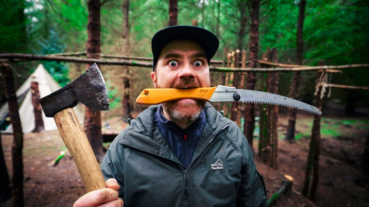 Building A Forest Camp Part 3 - STARTING THE SHACK