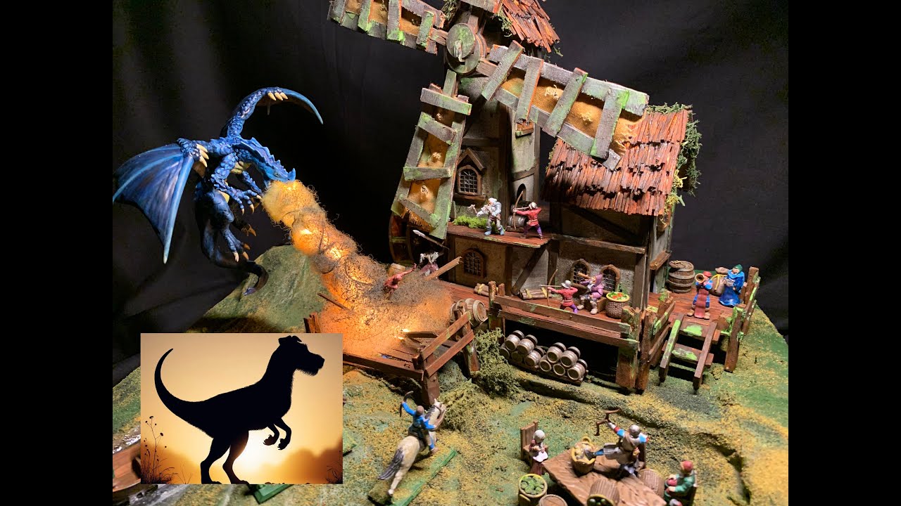 I made a Fire Breathing Dragon attacking a Medieval Windmill Diorama