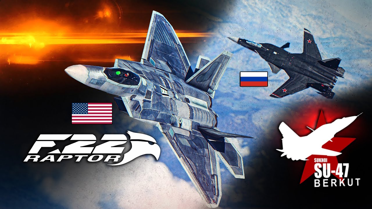 Лучшие из лучших | Воздушный бой F-22 Raptor против Су-47 «Беркут» | Цифровой боевой симулятор | ...