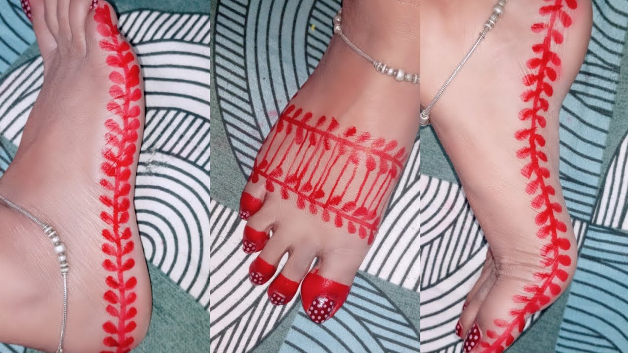 ✨easy beautiful alta design #सुंदर आसन अलता डिजाइन #alta shorts ✨🌱🌿