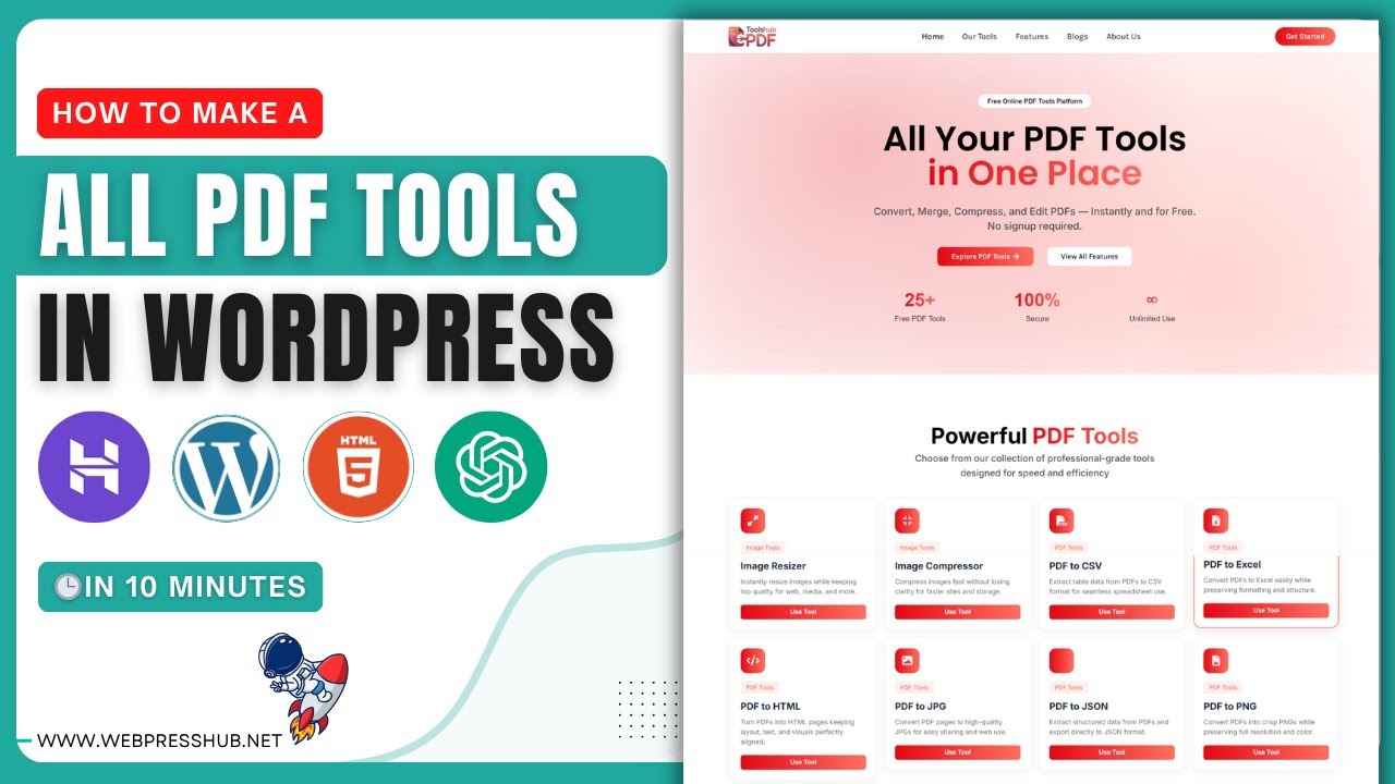 Create a PDF Tools Website in MINUTES with WordPress