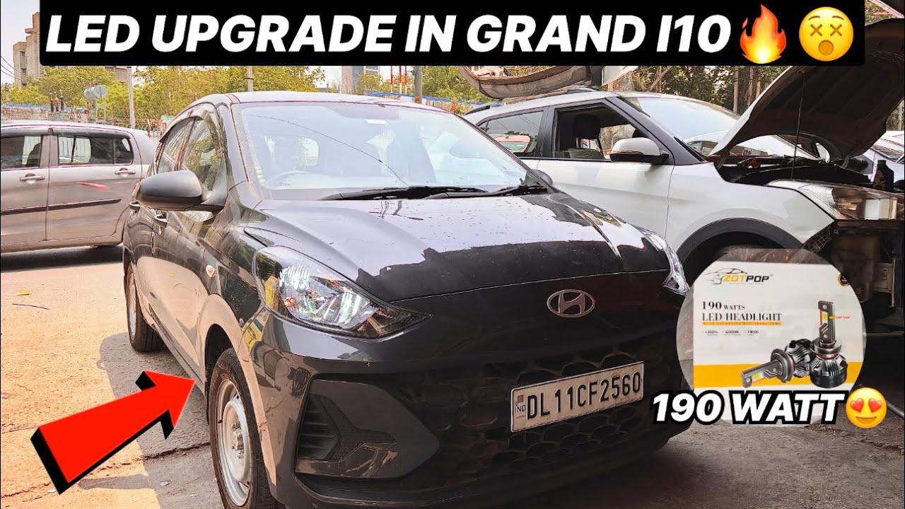 LED Upgrade In Grand I10 😍 | 190 Watts🔥 | Mats & Antenna | #car #hyundai #i10 #viralvideo