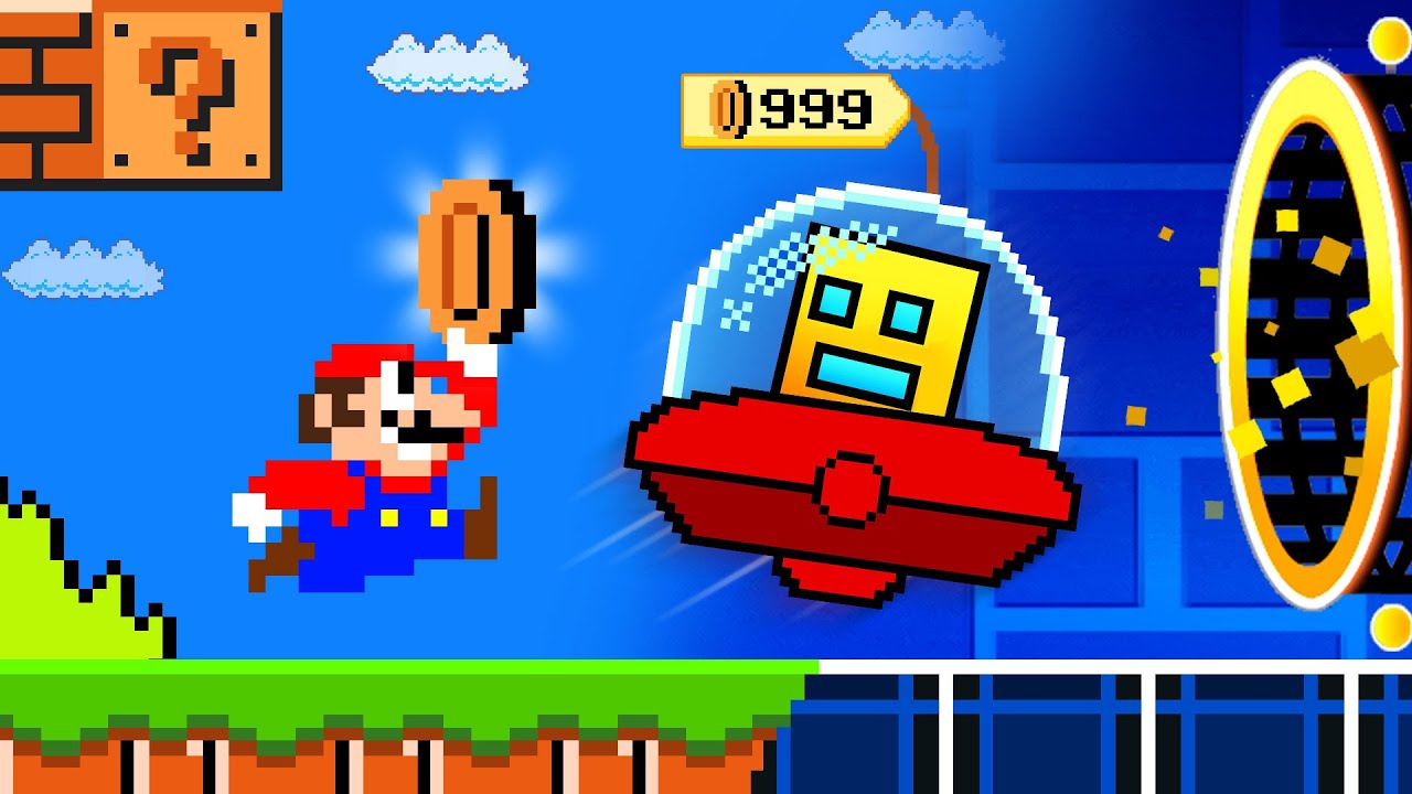 Super Mario Bros., But Mario Can Buy Custom GEOMETRY DASH Blocks