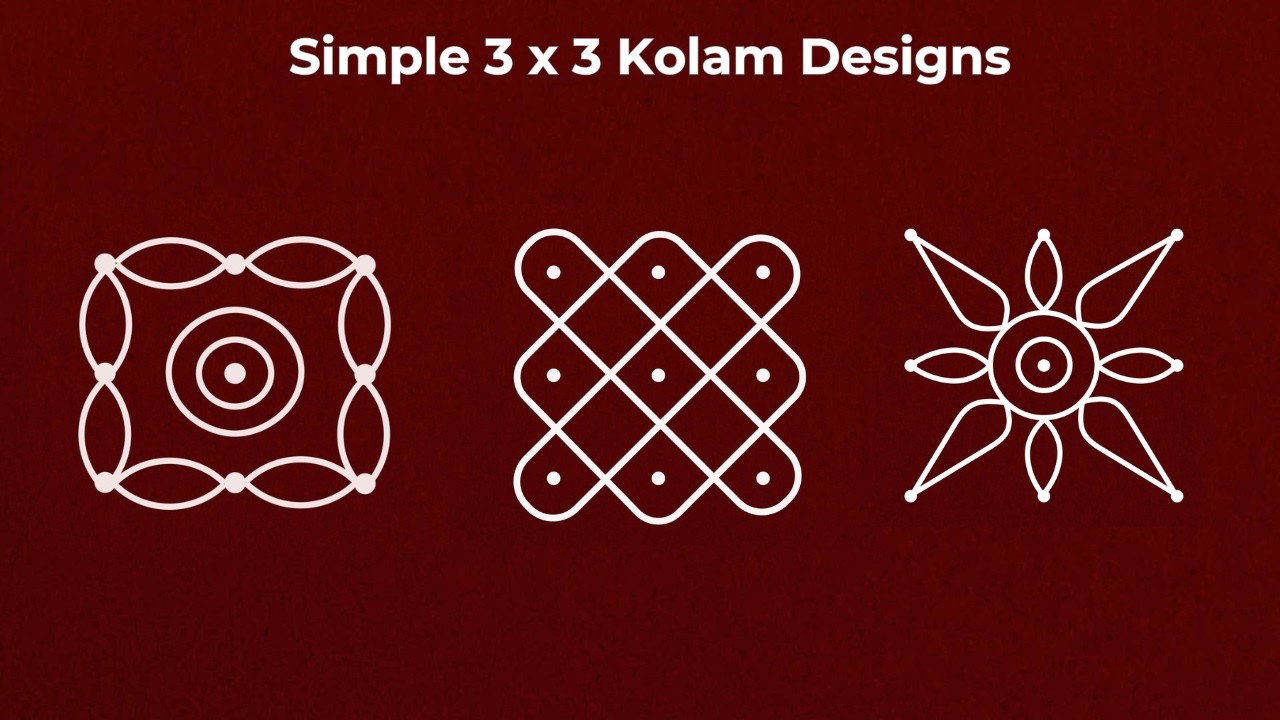 9 Simple 3×3 Kolam Designs | Easy & Beautiful Patterns
