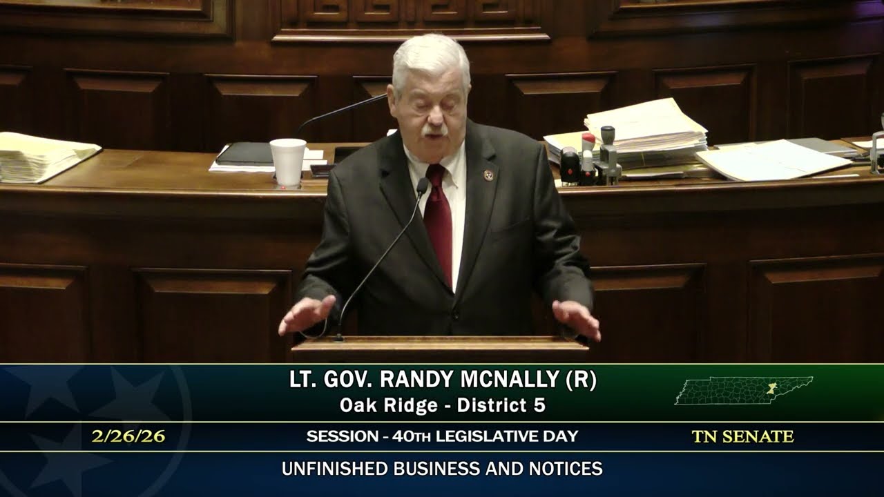 Lt. Governor Randy McNally Announces Retirement, February 26th, 2026