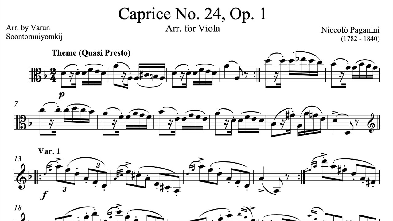 Paganini - Caprice No. 24 (Viola)
