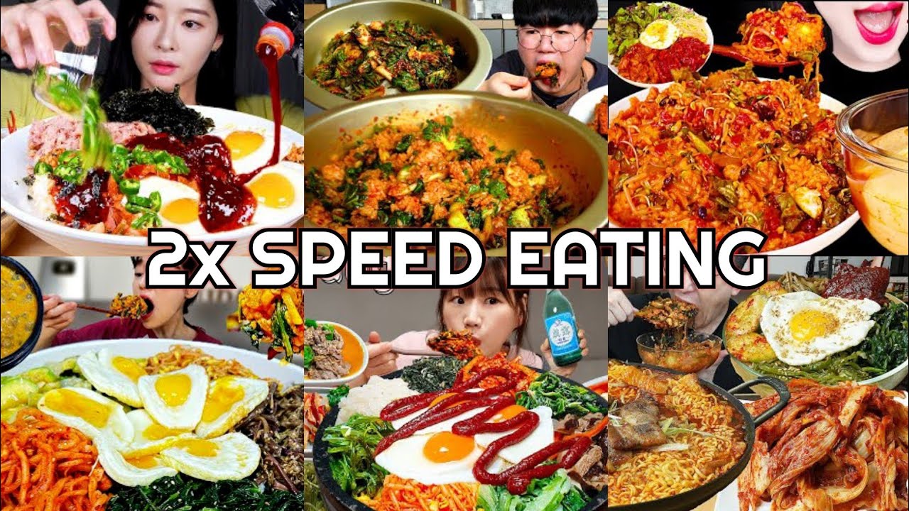 Bibimbap Korean Food Mukbang | ASMR 2x Speed Eating Show 