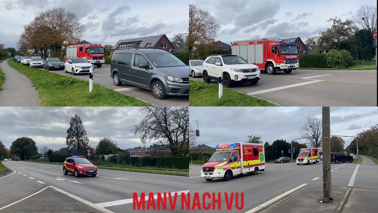 [MANV nach VU | 3 Feuerwehren] HLF 20 + RW + LF10 FF Hamminkeln + KdoW FW Wesel + 2 RTWs FW Bocholt