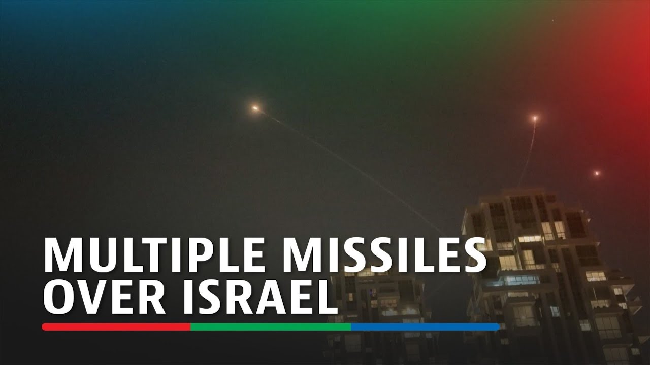 Multiple missiles fly over the skies of central Israel