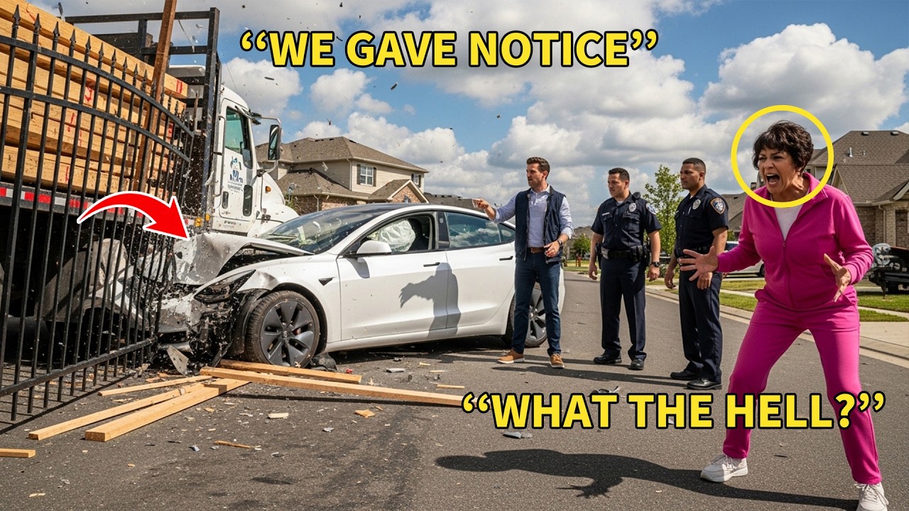 HOA Karen Kept Parking Her Tesla in Front of My Gate — So I Crushed It With a Logging Truck!