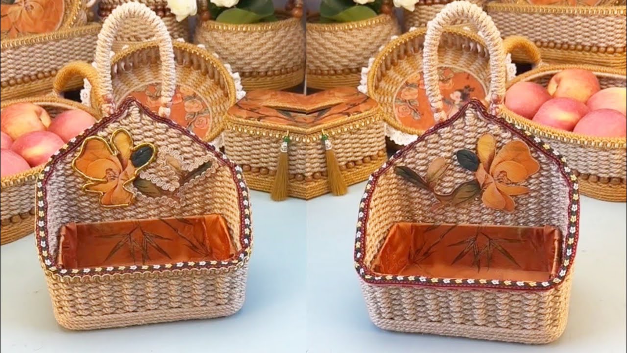 Best Tutorial Reused waste Materials Hand Woven Hemp Rope Making a Wall Hanging Storage Basket 