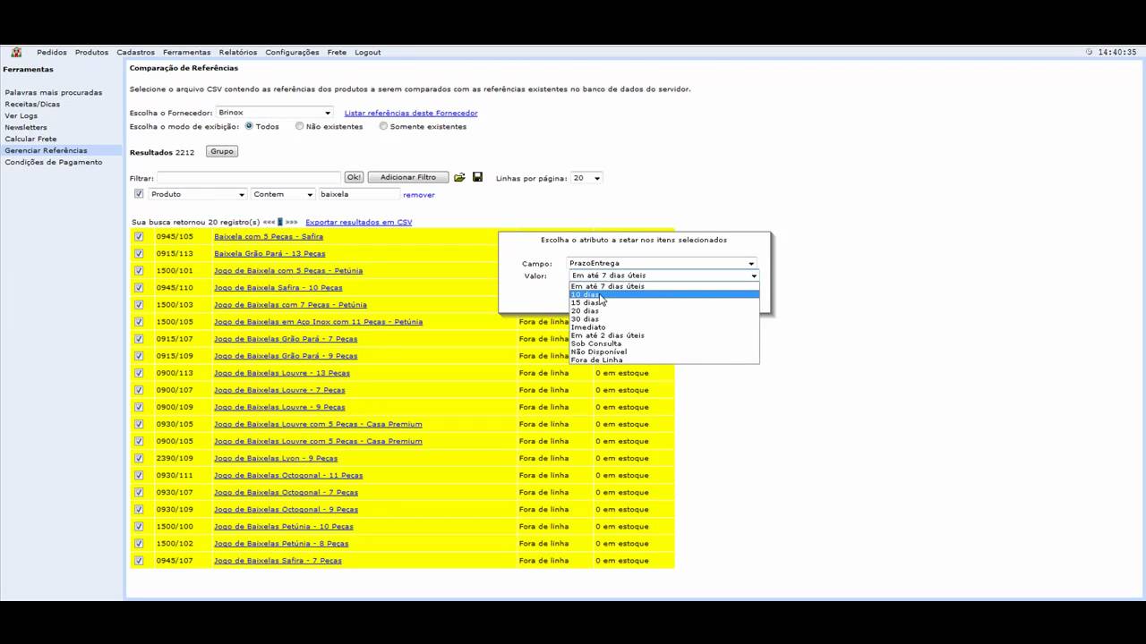 Alterar Status de Produto e Estoque em lote na Admin da LojadoLar.com