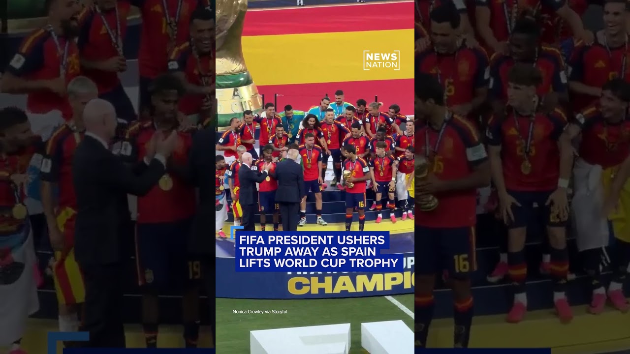FIFA president ushers Trump away as Spain lifts World Cup trophy