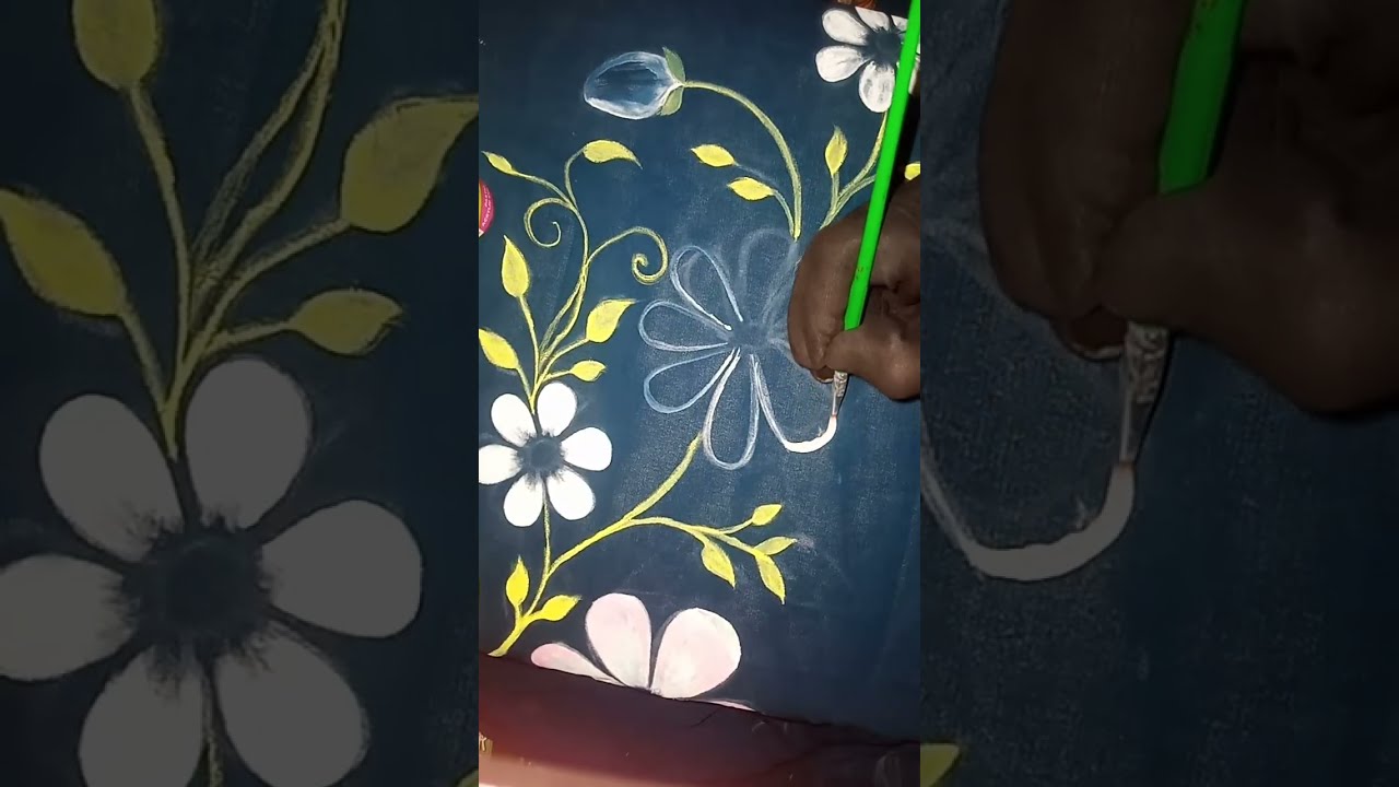 Flower painting #flowerpainting #arcylicpainting #fabricpainting #clothingdesign #art 