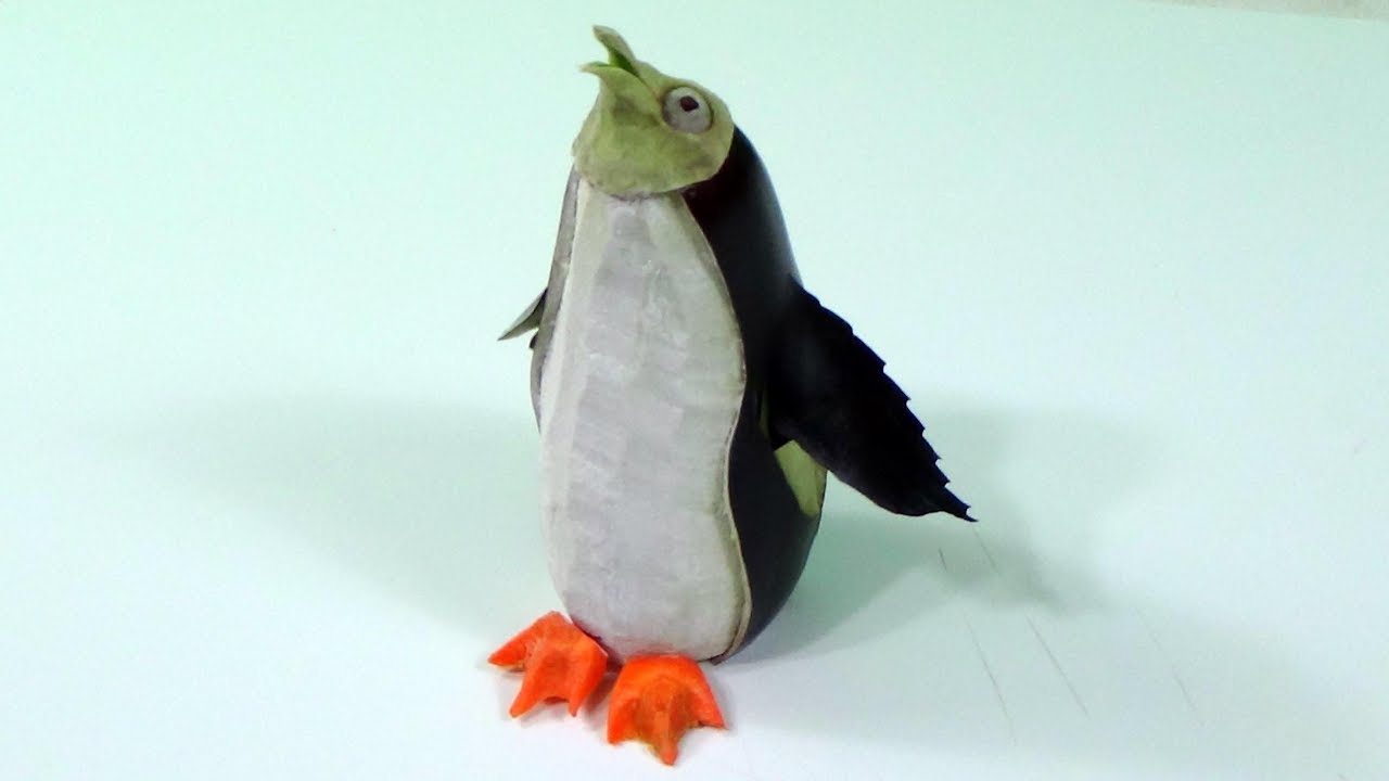 #117 How to make a penguin from an eggplant / Jak zrobić pingwina z bakłażana