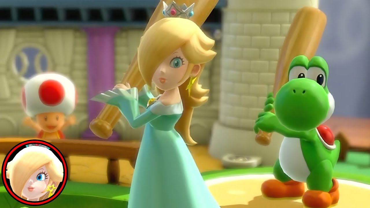 Super Mario Party Mini League Baseball Rosalina and Yoshi vs Mario and Pom Pom
