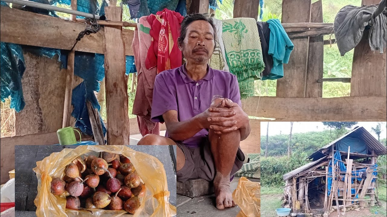 Người đàn ông neo đơn. Sống biệt lập . Ăn trái rừng sống qua ngày.