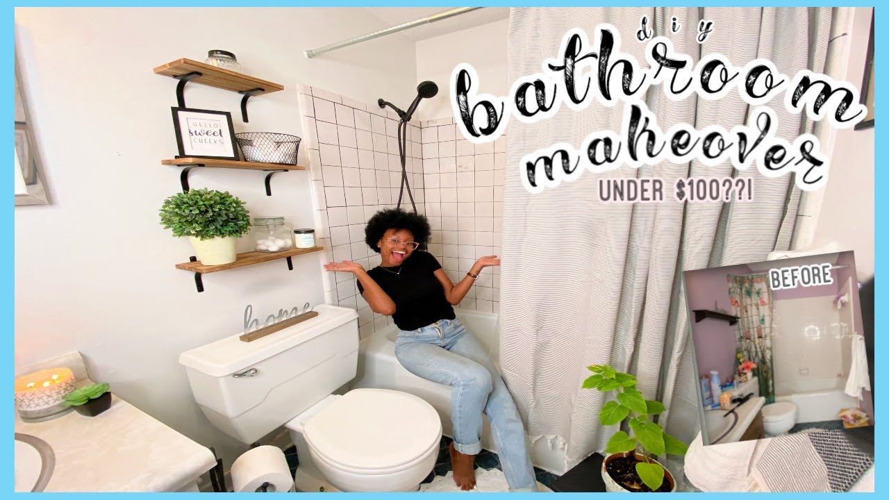 DIY SMALL BATHROOM MAKEOVER UNDER $100??! | ON A BUDGET + RENTER FRIENDLY *CRAZY TRANSFORMATION*