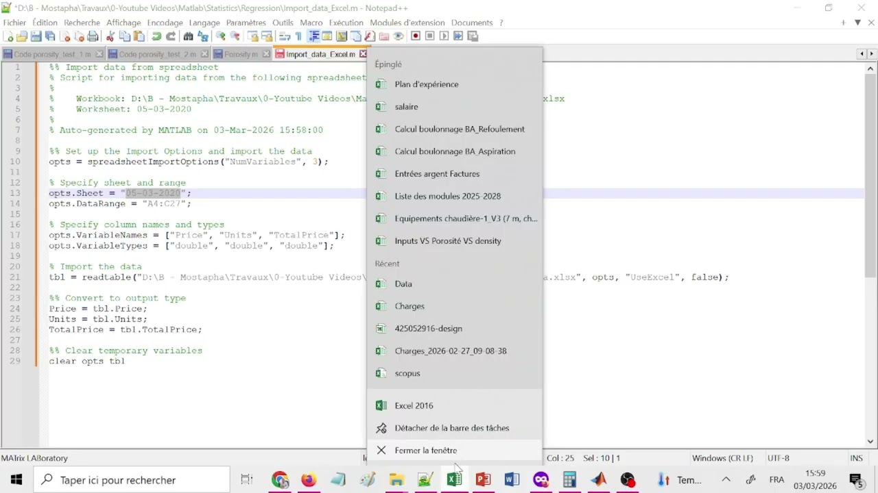 Matlab statistical analysis, Data Import_Ms Excel to Matlab (Part 1)