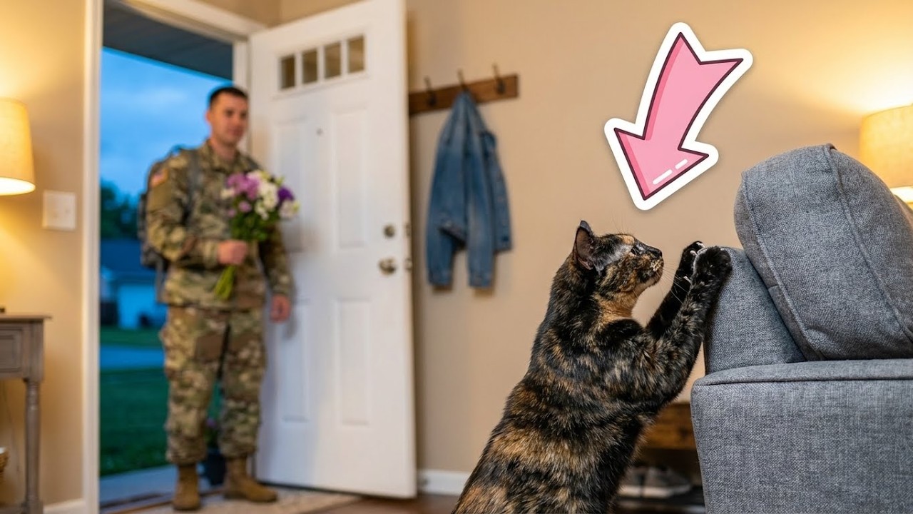 What happens when a cat sees its dad come home? #cat