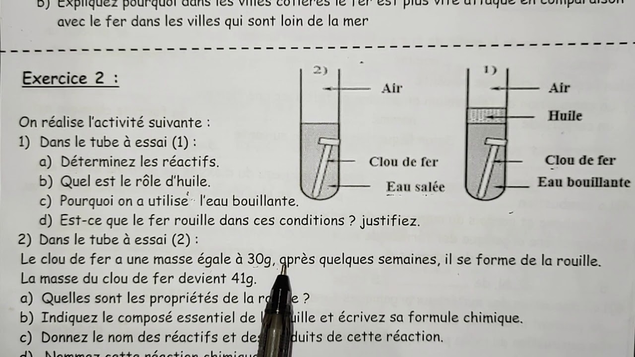 Exercice 2 ( Oxydation du fer)