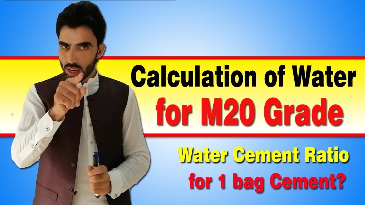 Calculation of Water for M20 Grade Concrete | Water Cement Ratio| Civil Engineering videos