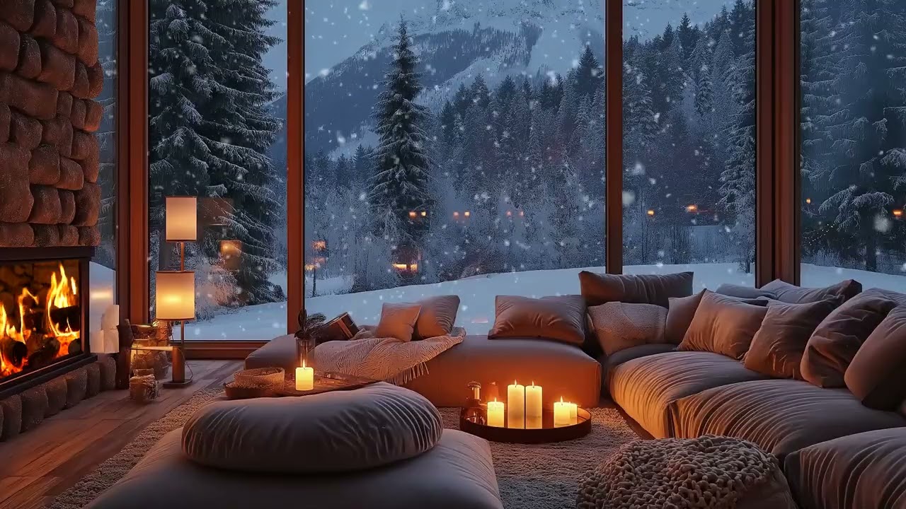 ❄️ Snowstorm Sounds | 3 Hours Cozy Cabin at Night for Relax Stress Relief Meditation Focus Study