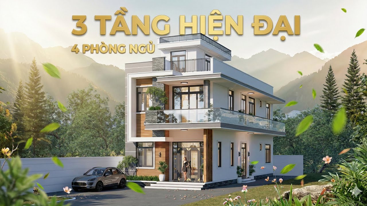 Mẫu Nhà 3 Tầng 4 Phòng Ngủ Kiến Trúc Hiện Đại Đẹp Tại Đồng Tháp | MH06033