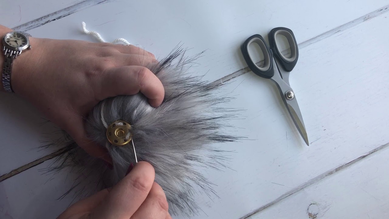 Tutorial - How to Sew a Press Stud onto a Faux Fur Pom Pom