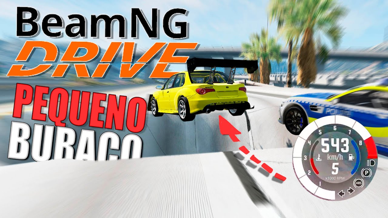 Passando em um buraco 500km de velocidade BeamNG Drive