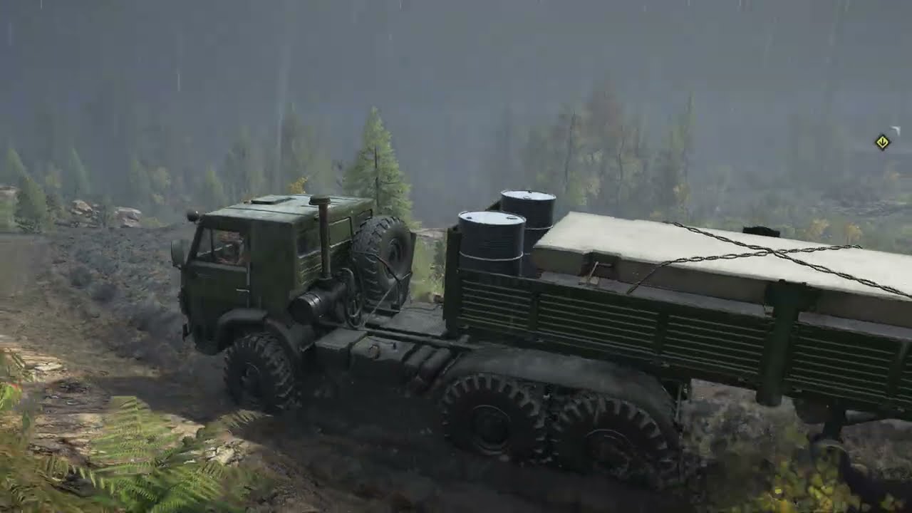 Snowrunner #Kamaz 43101 + naczepa nefaz / Naprawa mostu w Zimnogórsku