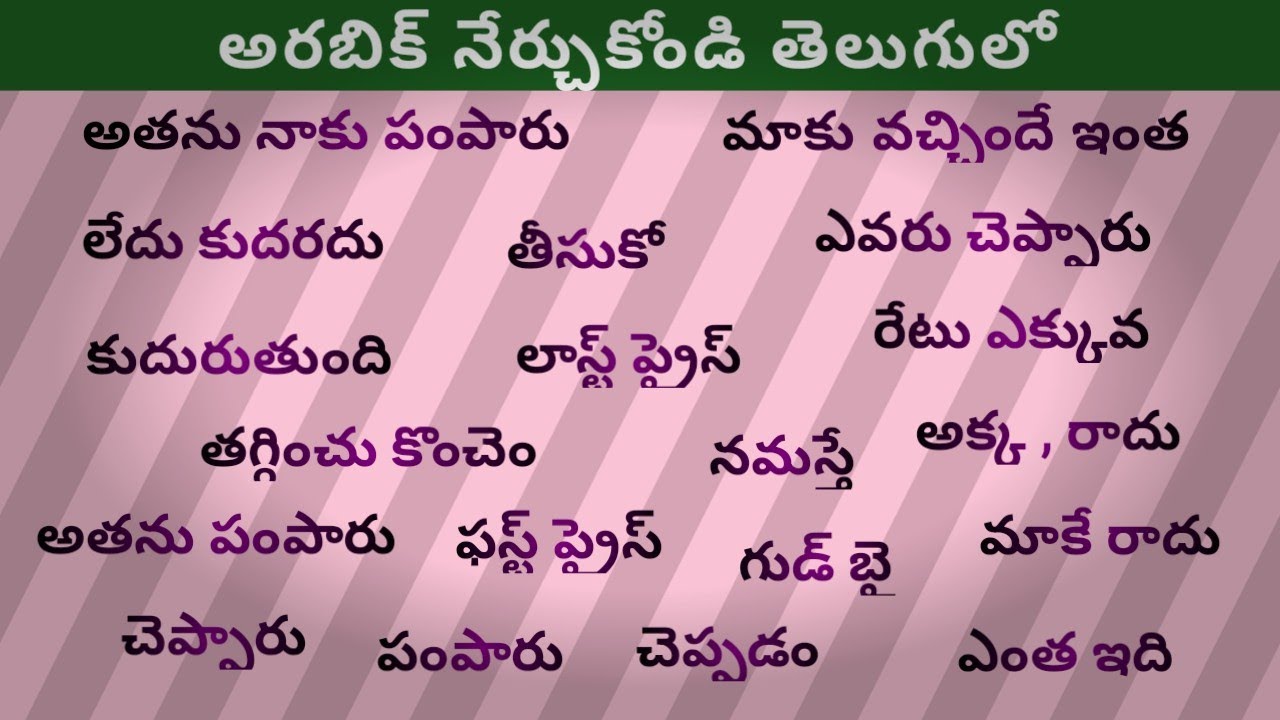 Arabic language in telugu learning arabic అరబిక్ నేర్చుకోండి తెలుగులో