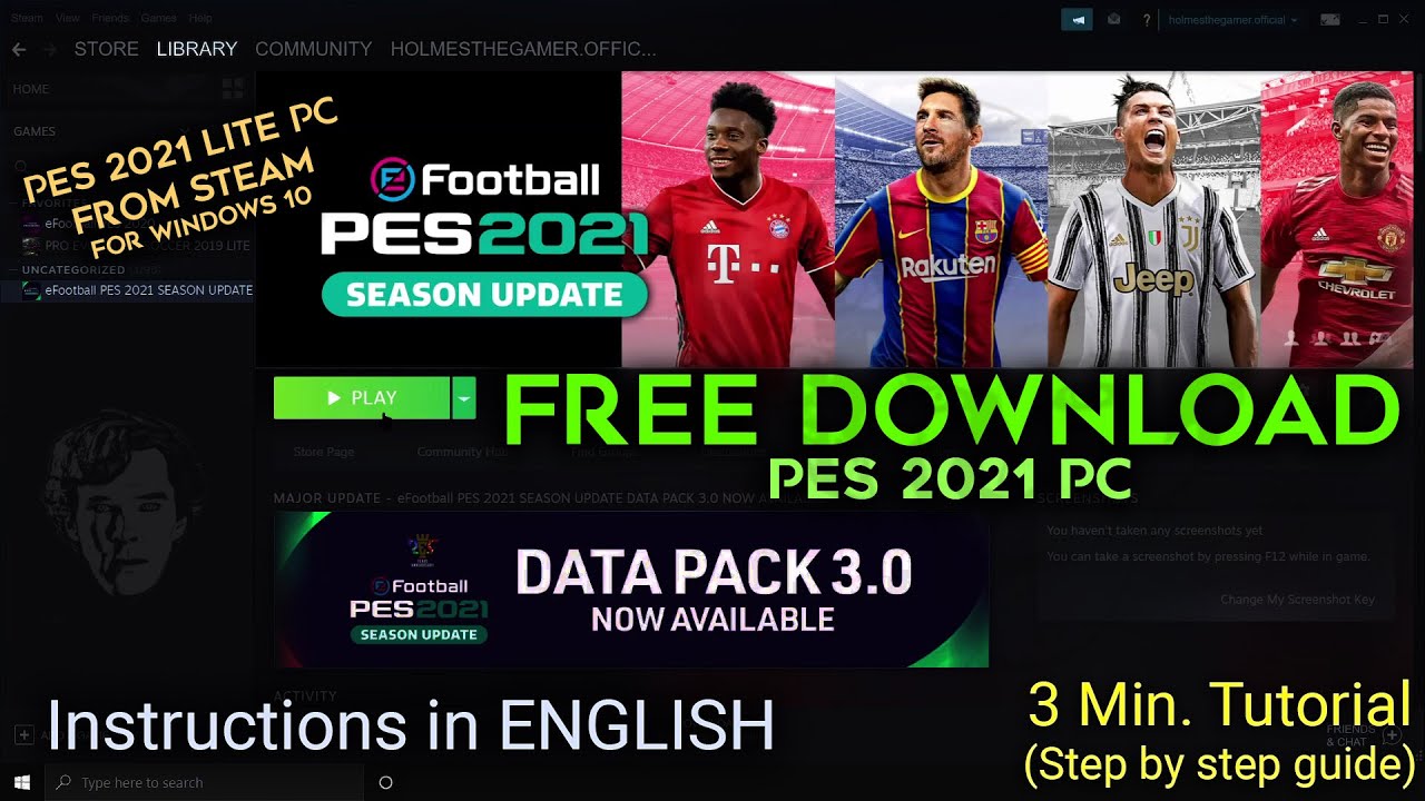 How to Install eFootball PES 2021 in PC for free - Full English Tutorial - Windows 10 Football Game