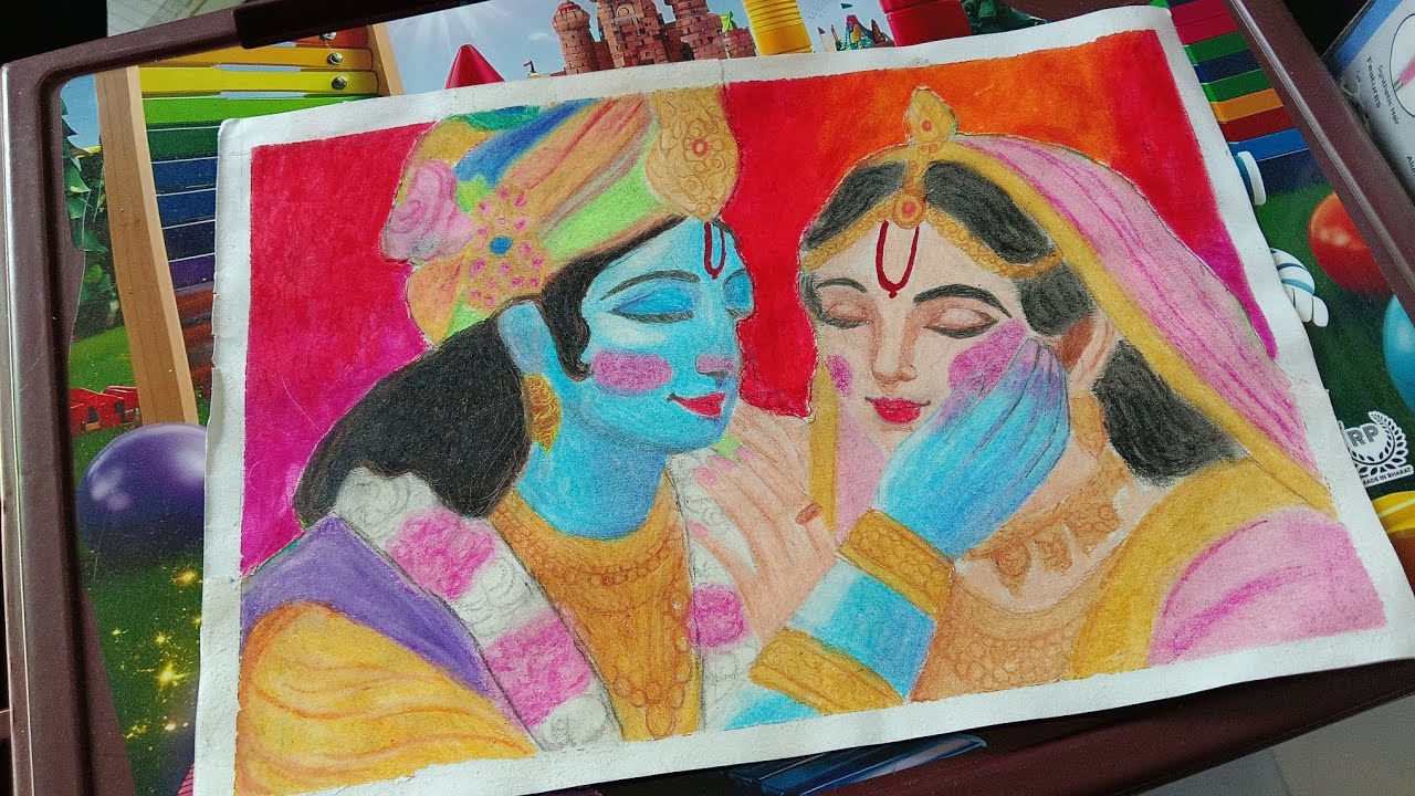 Radha Krishna Playing Holi Drawing Final Part ❤️🫟