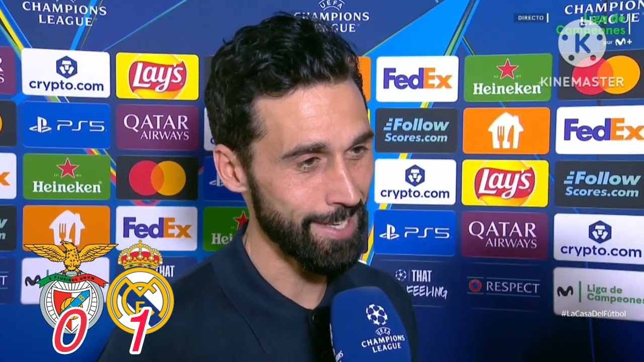 Reacción de Alvaro Arbeloa Benfica 0-1 Real Madrid goles